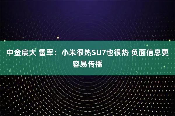 中金宸大 雷军：小米很热SU7也很热 负面信息更容易传播